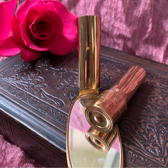 Vintage Mid Century Diamond Studded Lip view Lipstick Mirror and Holder - Picture 6 of 6